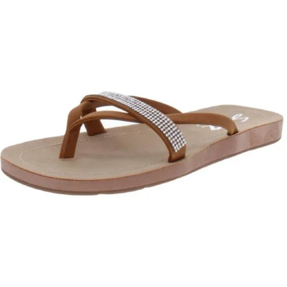 NWT Seven7 Flip flops Bondi Caramel Saddle Embellished Thong Sandals 8M NEW